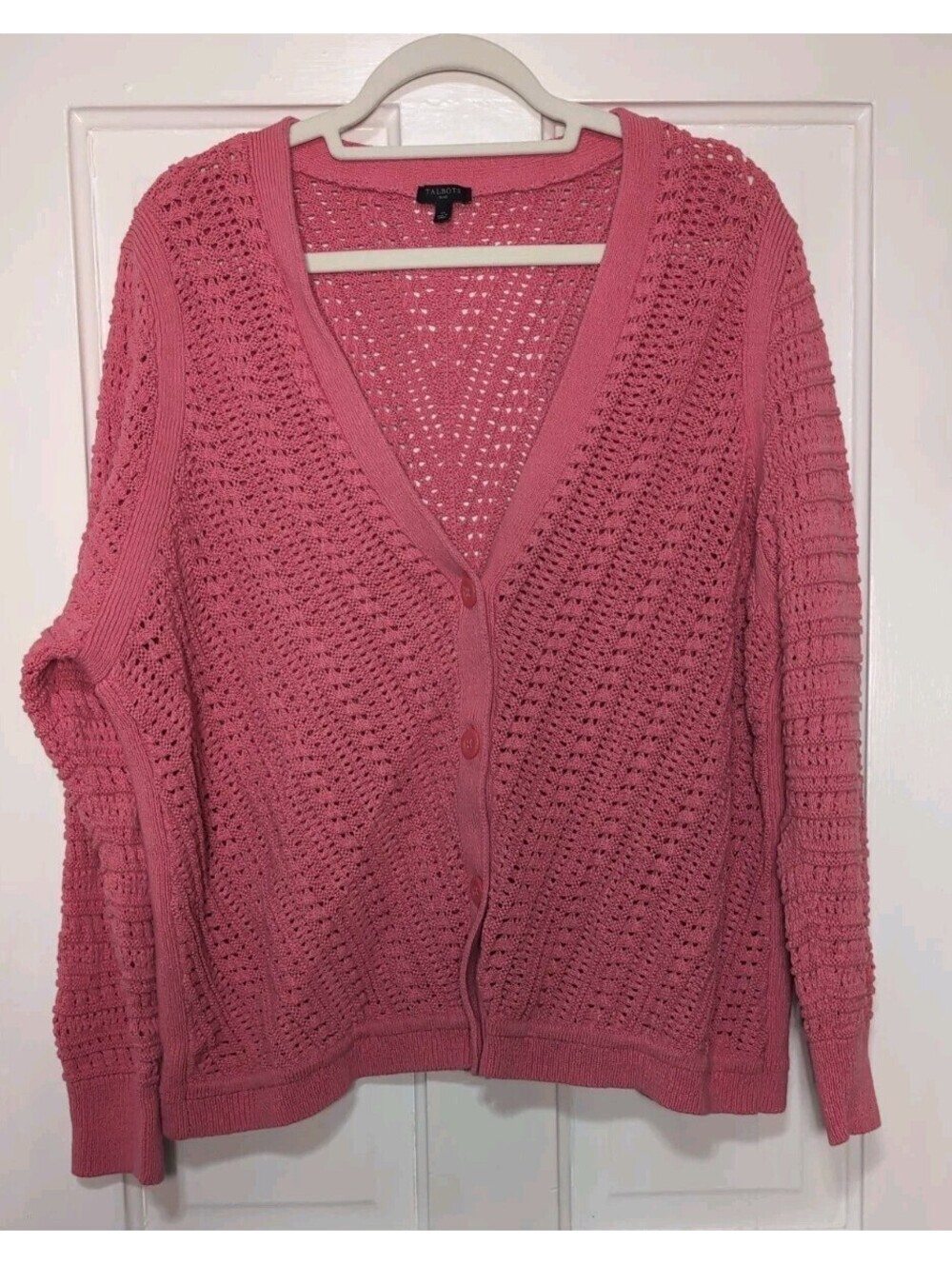 Talbots Coral Pink Cardigan 3 Button  Sweater Plus Size Women's 3X(1382)